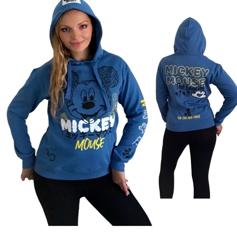 Disney Mickey Mouse Hoodie Women’s Size Medium Blue Walt Disney The Legend